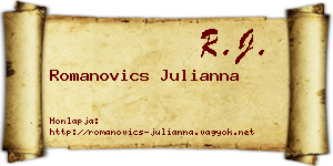 Romanovics Julianna névjegykártya